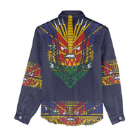 Haiti Flag Traditional Dashiki Women Casual Shirt Black Color LT03 - Polynesian Pride