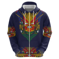 Haiti Flag Traditional Dashiki Zip Hoodie Black Color - Polynesian Pride