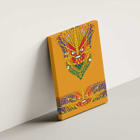 Haiti Flag Traditional Dashiki Canvas Wall Art Yellow Color - Polynesian Pride