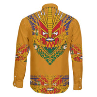 Haiti Flag Traditional Dashiki Family Matching Off The Shoulder Long Sleeve Dress and Hawaiian Shirt Yellow Color - Polynesian Pride