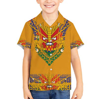 Haiti Flag Traditional Dashiki Family Matching Puletasi and Hawaiian Shirt Yellow Color - Polynesian Pride