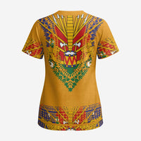 Haiti Flag Traditional Dashiki Scrub Top Yellow Color - Polynesian Pride