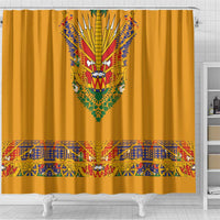 Haiti Flag Traditional Dashiki Shower Curtain Yellow Color - Polynesian Pride