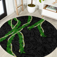 Hawaii Maile Lei Round Carpet Aloha Black Color LT03 Black - Polynesian Pride