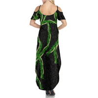 Hawaii Maile Lei Summer Maxi Dress Aloha Black Color