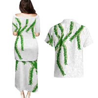 Hawaii Maile Lei Couples Matching Puletasi and Hawaiian Shirt Aloha White Color LT03 - Polynesian Pride