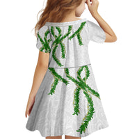 Hawaii Maile Lei Family Matching Off Shoulder Short Dress and Hawaiian Shirt Aloha White Color LT03 - Polynesian Pride