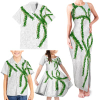Hawaii Maile Lei Family Matching Tank Maxi Dress and Hawaiian Shirt Aloha White Color