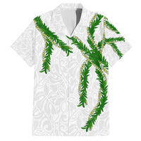 Hawaii Maile Lei Hawaiian Shirt Aloha White Color LT03 White - Polynesian Pride