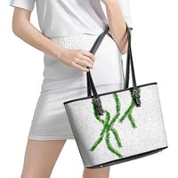 Hawaii Maile Lei Leather Tote Bag Aloha White Color