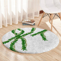 Hawaii Maile Lei Round Carpet Aloha White Color LT03 - Polynesian Pride