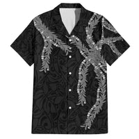 Hawaii Maile Lei Family Matching Off Shoulder Short Dress and Hawaiian Shirt Aloha Grayscale Color LT03 Dad's Shirt - Short Sleeve Grayscale - Polynesian Pride