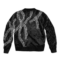 Hawaii Maile Lei Sleeve Zip Bomber Jacket Aloha Grayscale Color LT03 - Polynesian Pride
