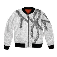 Hawaii Maile Lei Bomber Jacket Aloha The Grey Color LT03 Unisex Grey - Polynesian Pride