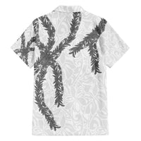 Hawaii Maile Lei Family Matching Off Shoulder Short Dress and Hawaiian Shirt Aloha The Grey Color LT03 - Polynesian Pride