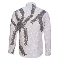 Hawaii Maile Lei Family Matching Off Shoulder Short Dress and Hawaiian Shirt Aloha The Grey Color LT03 - Polynesian Pride