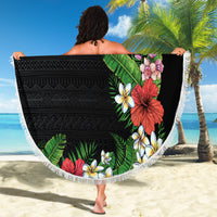 Hawaii Tropical Flowers and Leaves Beach Blanket Tapa Pattern Colorful Mode