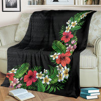 Hawaii Tropical Flowers and Leaves Blanket Tapa Pattern Colorful Mode