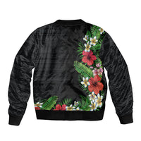 Hawaii Tropical Flowers and Leaves Bomber Jacket Tapa Pattern Colorful Mode LT03 - Polynesian Pride
