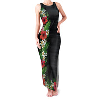 Hawaii Tropical Flowers and Leaves Family Matching Tank Maxi Dress and Hawaiian Shirt Tapa Pattern Colorful Mode