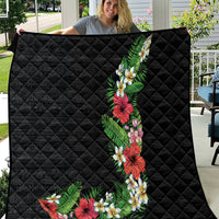 Hawaii Tropical Flowers and Leaves Quilt Tapa Pattern Colorful Mode LT03 Black - Polynesian Pride
