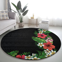 Hawaii Tropical Flowers and Leaves Round Carpet Tapa Pattern Colorful Mode LT03 - Polynesian Pride