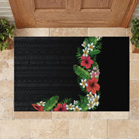 Hawaii Tropical Flowers and Leaves Rubber Doormat Tapa Pattern Colorful Mode
