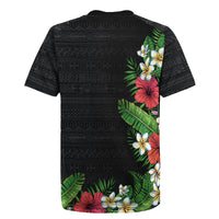 Hawaii Tropical Flowers and Leaves Rugby Jersey Tapa Pattern Colorful Mode