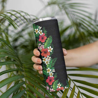 Hawaii Tropical Flowers and Leaves Skinny Tumbler Tapa Pattern Colorful Mode