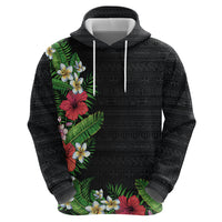 Hawaii Tropical Flowers and Leaves Zip Hoodie Tapa Pattern Colorful Mode
