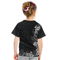 Hawaii Tropical Flowers and Leaves Kid T Shirt Tapa Pattern Grayscale Mode LT03 - Polynesian Pride