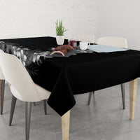 Hawaii Tropical Flowers and Leaves Tablecloth Tapa Pattern Grayscale Mode