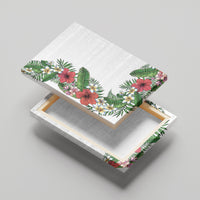 Hawaii Tropical Flowers and Leaves Canvas Wall Art Tapa Pattern White Mode
