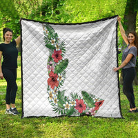 Hawaii Tropical Flowers and Leaves Quilt Tapa Pattern White Mode LT03 - Polynesian Pride