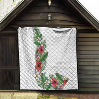 Hawaii Tropical Flowers and Leaves Quilt Tapa Pattern White Mode LT03 - Polynesian Pride