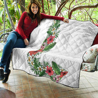 Hawaii Tropical Flowers and Leaves Quilt Tapa Pattern White Mode LT03 - Polynesian Pride