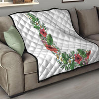 Hawaii Tropical Flowers and Leaves Quilt Tapa Pattern White Mode LT03 - Polynesian Pride