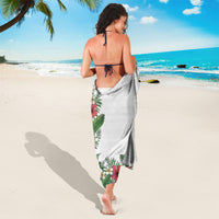 Hawaii Tropical Flowers and Leaves Sarong Tapa Pattern White Mode
