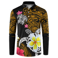 Hawaii Turtle and Tropical Flower Button Sweatshirt Polynesian Pattern