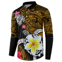 Hawaii Turtle and Tropical Flower Button Sweatshirt Polynesian Pattern