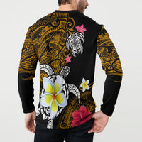 Hawaii Turtle and Tropical Flower Button Sweatshirt Polynesian Pattern