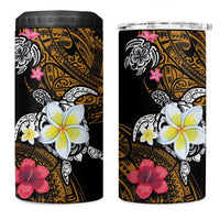 Hawaii Turtle and Tropical Flower 4 in 1 Can Cooler Tumbler Polynesian Pattern