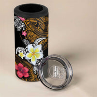 Hawaii Turtle and Tropical Flower 4 in 1 Can Cooler Tumbler Polynesian Pattern