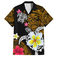Hawaii Turtle and Tropical Flower Family Matching Off The Shoulder Long Sleeve Dress and Hawaiian Shirt Polynesian Pattern LT03 Dad's Shirt - Short Sleeve Black - Polynesian Pride