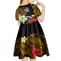 Hawaii Turtle and Tropical Flower Kid Short Sleeve Dress Polynesian Pattern LT03 - Polynesian Pride