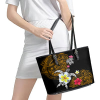 Hawaii Turtle and Tropical Flower Leather Tote Bag Polynesian Pattern LT03 - Polynesian Pride