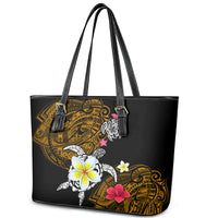 Hawaii Turtle and Tropical Flower Leather Tote Bag Polynesian Pattern LT03 - Polynesian Pride
