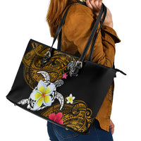 Hawaii Turtle and Tropical Flower Leather Tote Bag Polynesian Pattern LT03 - Polynesian Pride