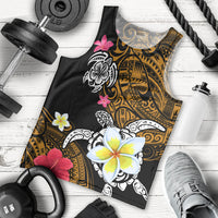 Hawaii Turtle and Tropical Flower Men Tank Top Polynesian Pattern