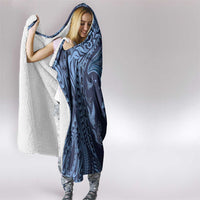 Hawaiian Manta Ray and Polynesian Tribal Tattoo Hooded Blanket Dark Navy Color LT03 - Polynesian Pride